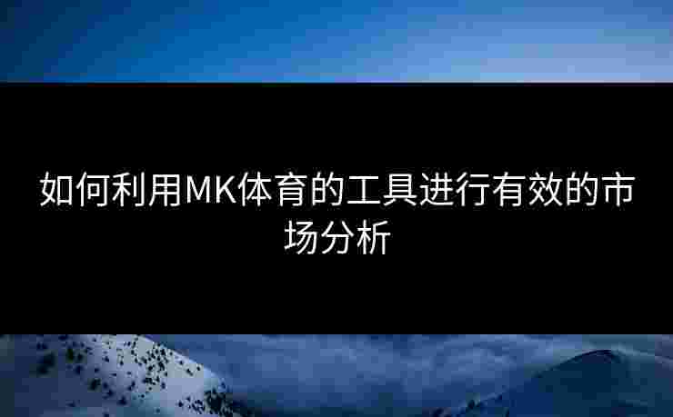如何利用MK体育的工具进行有效的市场分析